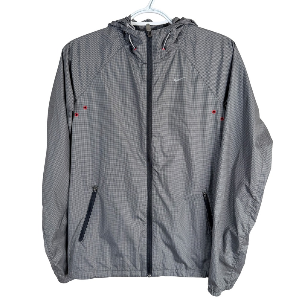 Nike‎ Shield Flash Running Jacket Hooded Reflective Windbreaker Women M Full Zip